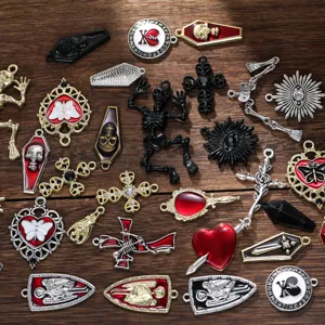 Detalles de dijes colgantes de aleación estilo barroco gótico, cruz calavera joyería DIY.