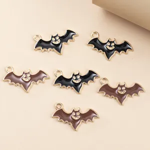 Halloween chauve-souris alliage émail pendentif mignon bijoux faits à la main DIY 6pcs