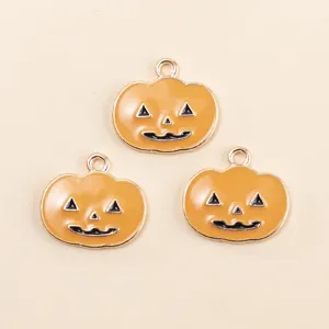 Breloques de Citrouille d'Halloween en Alliage Pendentifs en Émail pour Collier Bracelet Porte-Clés Fabrication de Bijoux Accessoires