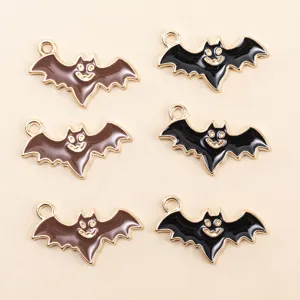 Pendentif en Alliage de Chauve-Souris Noir Marron d'Halloween Charm de Dessin Animé pour Collier Bracelet DIY Accessoires de Sac Bijoux