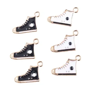 Breloques chaussures toile alliage noir blanc accessoires bijoux DIY pendentifs lot