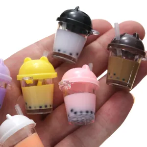 Mini resin bubble tea cup charms for DIY crafts phone case decoration cute miniature toy.