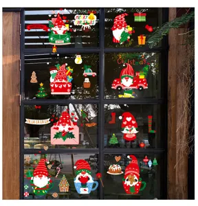 Weihnachtsgnom Fensteraufkleber Set, festliche Glassticker fur Heimdekoration im Schaufenster.