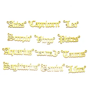 Colgantes de signos del zodiaco de acero inoxidable accesorios de collar letras doradas