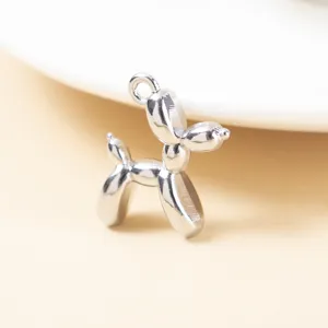 Pendentif chien ballon en alliage argenté 3D pour fabrication de bijoux faits à la main colliers.