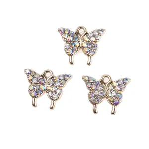 Bunte Schmetterling Strass Metall Anhänger Charms für DIY Schmuck Ohrringe Halskette.