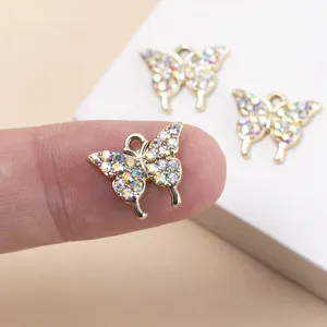 Goldfarbenes Kristall Schmetterling Anhänger Charms für DIY Halsketten Ohrringe Schmuck.