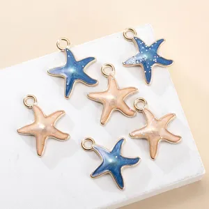 DIY pendentifs étoile de mer en alliage, charms émail pailleté pour bijoux boucles d'oreilles.