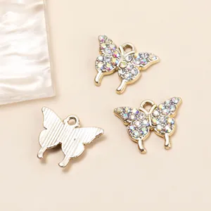 Bunte Strass Schmetterling Metall Anhänger Charms für DIY Schmuck Herstellung Ohrringe Zubehör