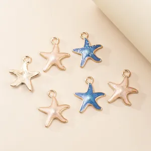 Pendentifs étoile de mer DIY en alliage avec paillettes roses bleues pour bijoux faits main.