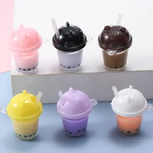 Mini resin bubble tea cup charms for cute DIY phone case and key chain accessories