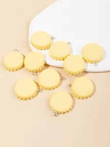 Κρεμαστά charms καπάκι μπουκαλιού κίτρινο για DIY σκουλαρίκια κολιέ αξεσουάρ κοσμημάτων