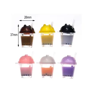 Mini resin boba tea cup charms DIY phone case pendant simulation bubble tea toys set