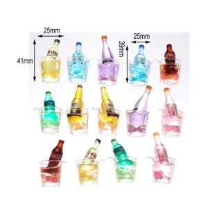 Mini resin beverage bottles detailed view, perfect for DIY crafts, phone cases, and dollhouses.