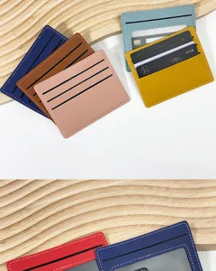 Multicolor PU lederen kaarthouder slanke portemonnee met meerdere vakken voor dames.