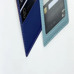 PU lederen kaarthouder slanke portemonnee multi slot creditcard etui blauwe hoes