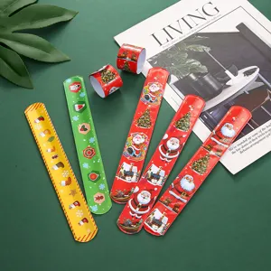 Christmas slap bracelets PVC Santa Claus snap bands festive holiday party gift toys for kids
