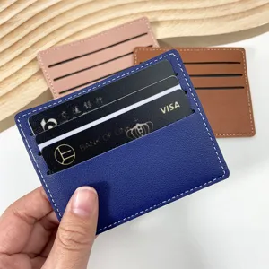 PU lederen kaarthouder slanke minimalistische creditcard etui met meerdere sleuven portemonnee