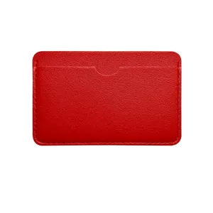 Rode PU lederen kaarthouder, slanke minimalistische creditcard pockethoes voor dagelijks