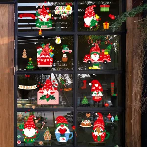 Weihnachts Fensteraufkleber Zwerg Santa Wandtattoo Glasdeko Weihnachtsfeier Dekor