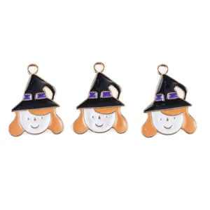 Joli pendentif émail alliage sorcière dessin animé Halloween détail pour bricolage