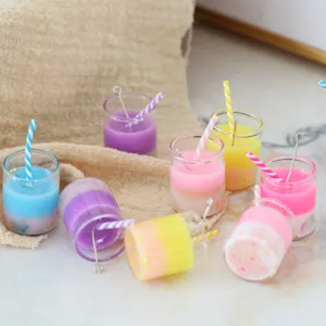 Detailed close-up of colorful miniature juice cup charms with straws, perfect for DIY phone case.