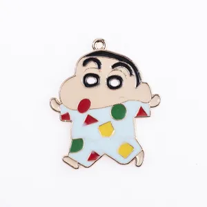 Detailed view of the Crayon Shin-chan alloy enamel pendant, keychain DIY accessory charm.
