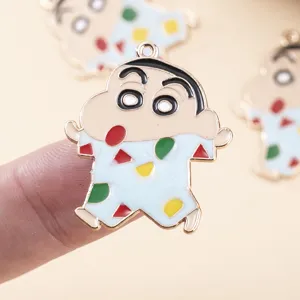 Cute Crayon Shinchan alloy enamel pendant for DIY handmade keychains and bag jewelry decor.