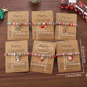 Weihnachten Ton Perlen Armband set mit schönen Anhängern und Wunschkarte, Detailansicht.