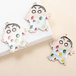 Crayon Shin-chan cartoon anime metal enamel pendant DIY jewelry accessory keychain charms