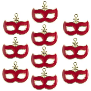 Red masquerade mask alloy charms for DIY jewelry making, necklace bracelet accessories wholesale.