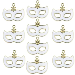 White gold masquerade mask alloy charm pendant for DIY handmade jewelry necklace bracelets.