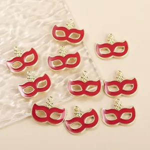 Masquerade Mask Alloy Pendant Colorful Enamel Charm For DIY Bracelet Earring Necklace Jewelry Making Accessory Gift Women