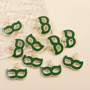 Green masquerade mask alloy charms DIY jewelry necklace bracelet pendant accessories wholesale
