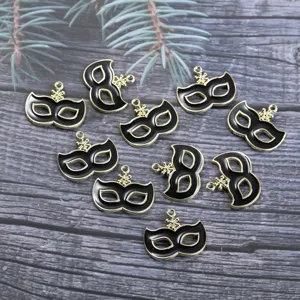 Black gold masquerade mask alloy charms DIY jewelry pendants for necklace wholesale