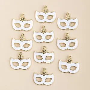 Gold-plated white enamel mask alloy charms pendants for DIY jewelry making earrings bracelets 10pcs