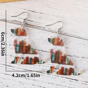 Cute dog bookshelf acrylic double-sided drop earrings for back to school season