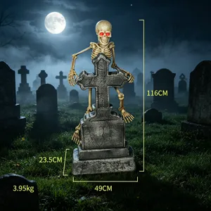 Animated Halloween Tombstone Crawling Skeleton With Glowing Eyes Horror Sound Motion Sensor Halloween Party Haunted House Prop