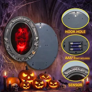 Halloween espejo mágico espeluznante calavera parlante accesorio para decoración fiesta