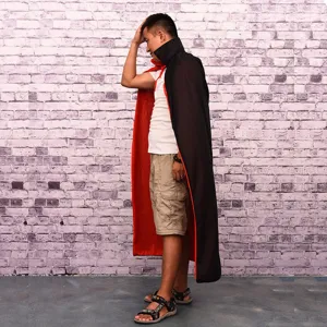 Halloween adulto nero rosso colletto in piedi mietitore mantello cosplay costume