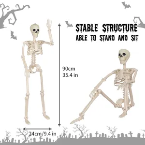 90cm Halloween Skelett Requisite bewegliche Gelenke stehend sitzende Party Deko
