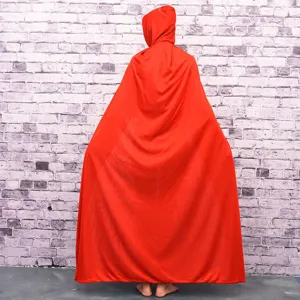 Halloween adulto mantello rosso con cappuccio costume vista dettaglio stile mantella lunga.