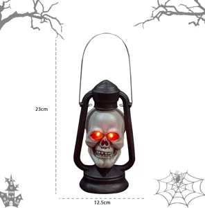 Lanterna teschio portatile Halloween stile retro decorazione orrore festa accessorio