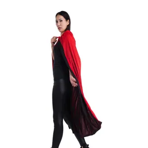 Mantello con cappuccio rosso e nero adulto costume Halloween festa cosplay lungo