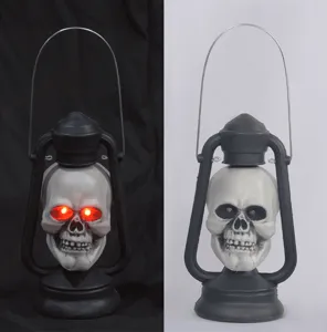 Halloween lanterna teschio portatile LED luminosa retrò spaventosa festa decorazione