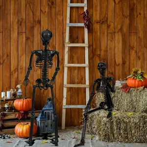 Halloween schwarzes Skelett Requisite 90cm gruselige Deko für Spukhaus Party Innen und Außen