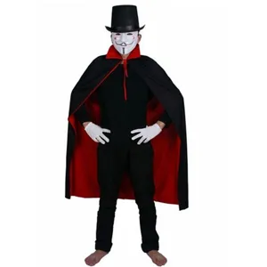 Halloween mantello adulto rosso nero colletto in piedi costume con maschera e cilindro