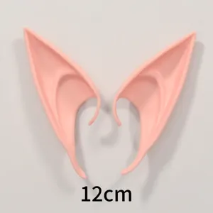 Primo piano dettagliato di orecchie da elfo rosa da 12cm, ideale per feste cosplay ed eventi.