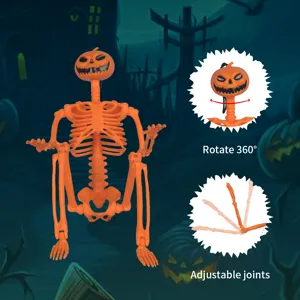 Halloween Kürbis Skelett Spielzeug mit 360 Grad Drehung und verstellbaren Gelenken Deko.