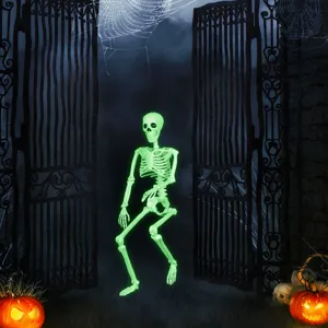 Halloween 90cm leuchtendes Skelett Spielzeug mit beweglichen Gelenken für gruselige Partys.